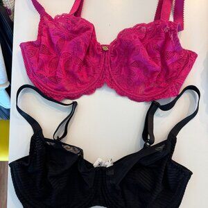 Antigel Lise Charmal set of 2 Bras Pink Black NWOT 36F US